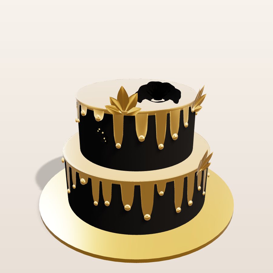 Black & liquid gold drip — 3D cake model