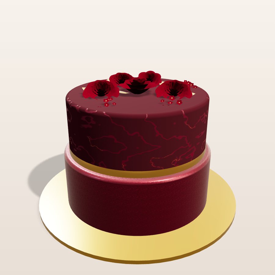 Burgundy velvet & glitter — 3D cake model