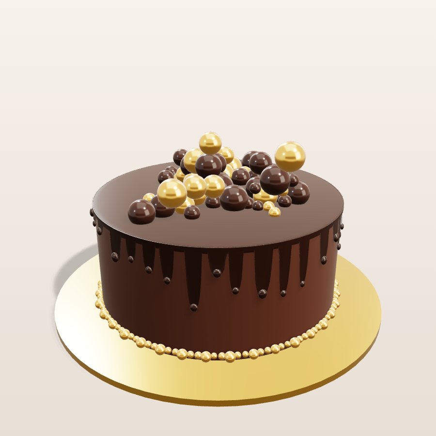 Chocolate & gold balls — 3D cake model