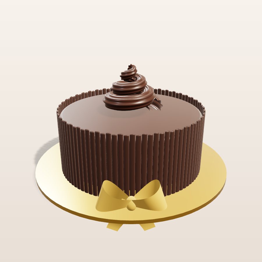 Chocolate gift & gold bow — 3D cake model