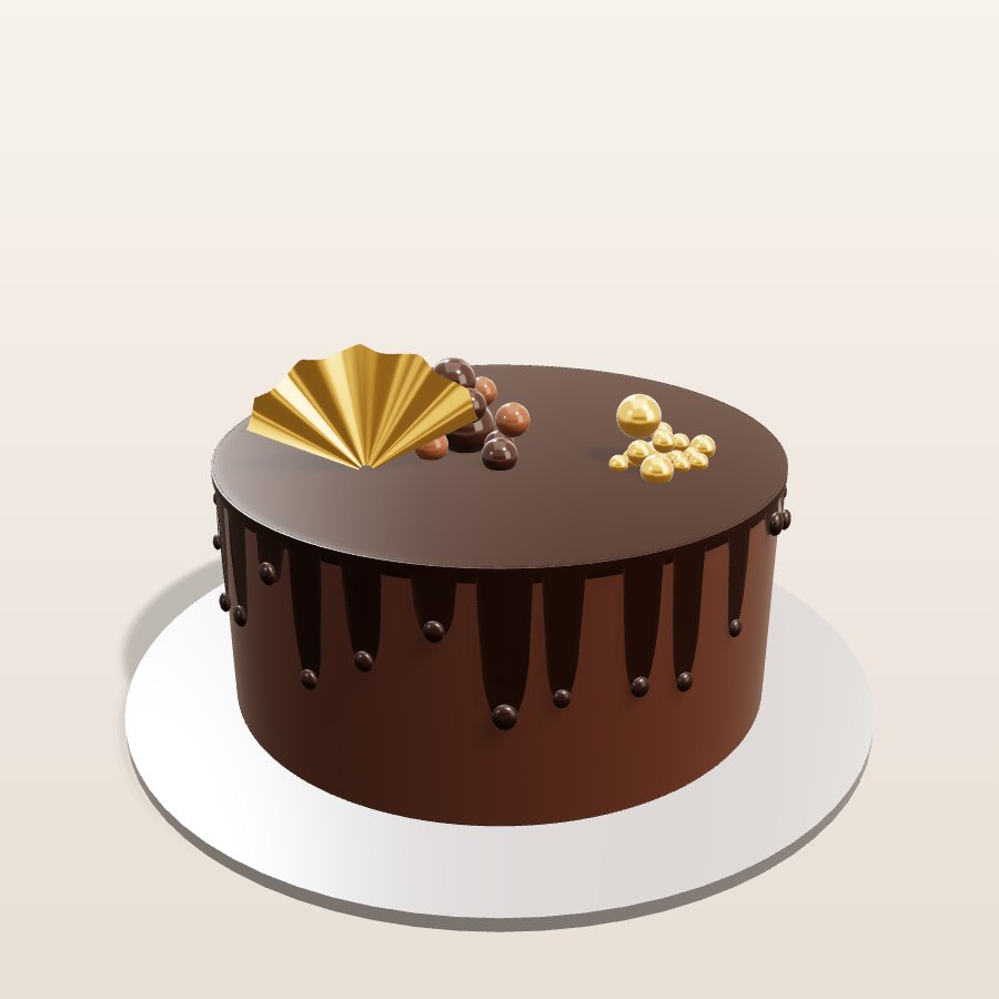 Chocolate drip & spheres — 3D cake model