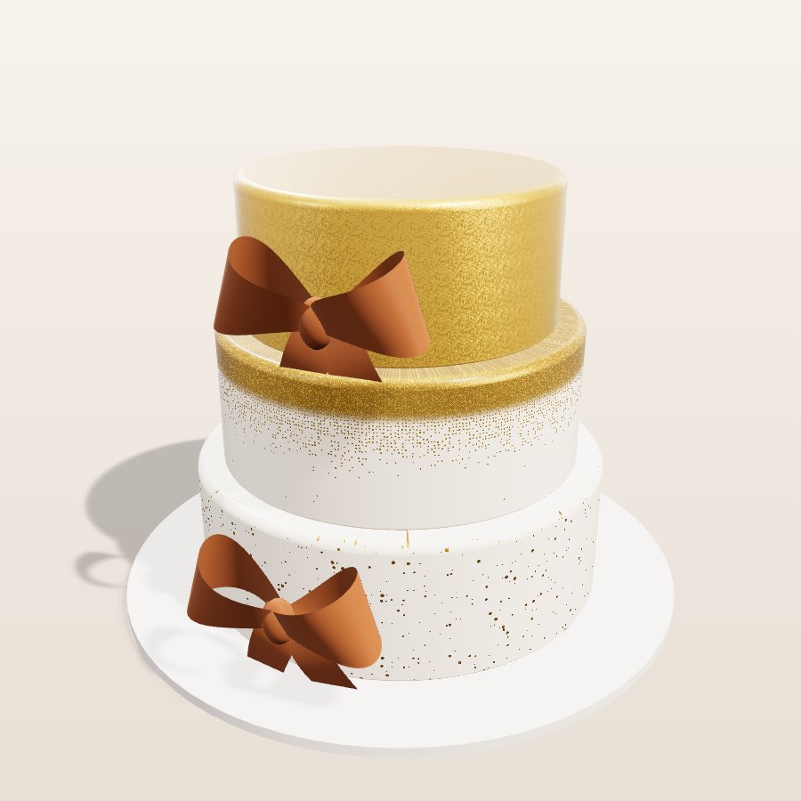 Copper bows & glitter — 3D cake model