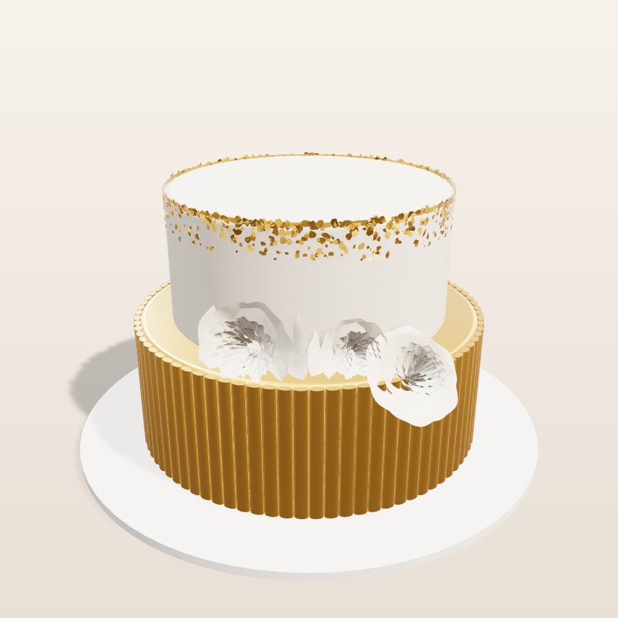Gold flutes & roses — 3D cake model
