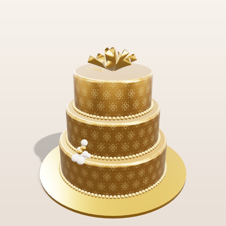 Gold lace birthday — 3D cake model
