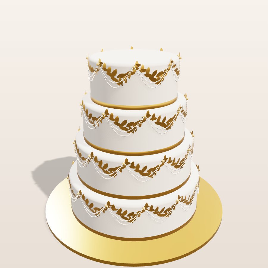 Gold leaf garlands — 3D cake model