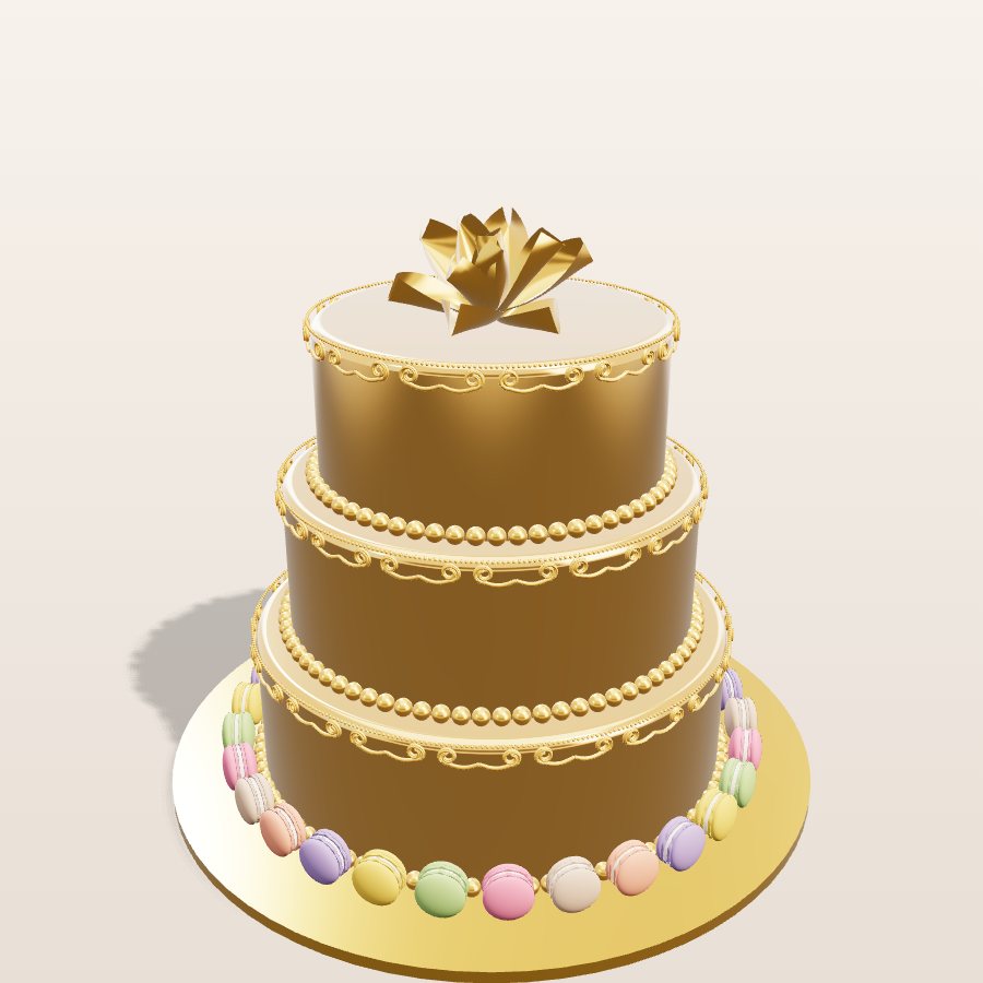Liquid gold birthday — 3D cake model