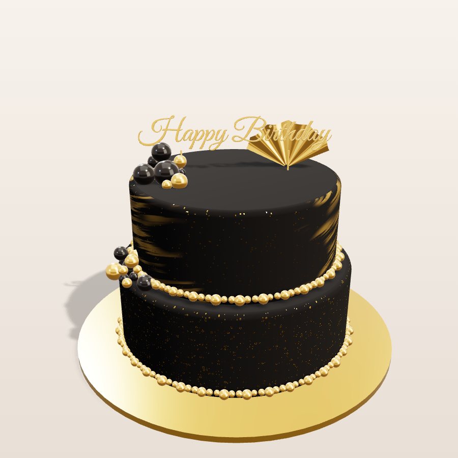 Happy Birthday black & gold — 3D cake model