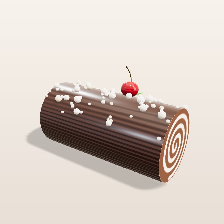 Chocolate bûche — 3D cake model