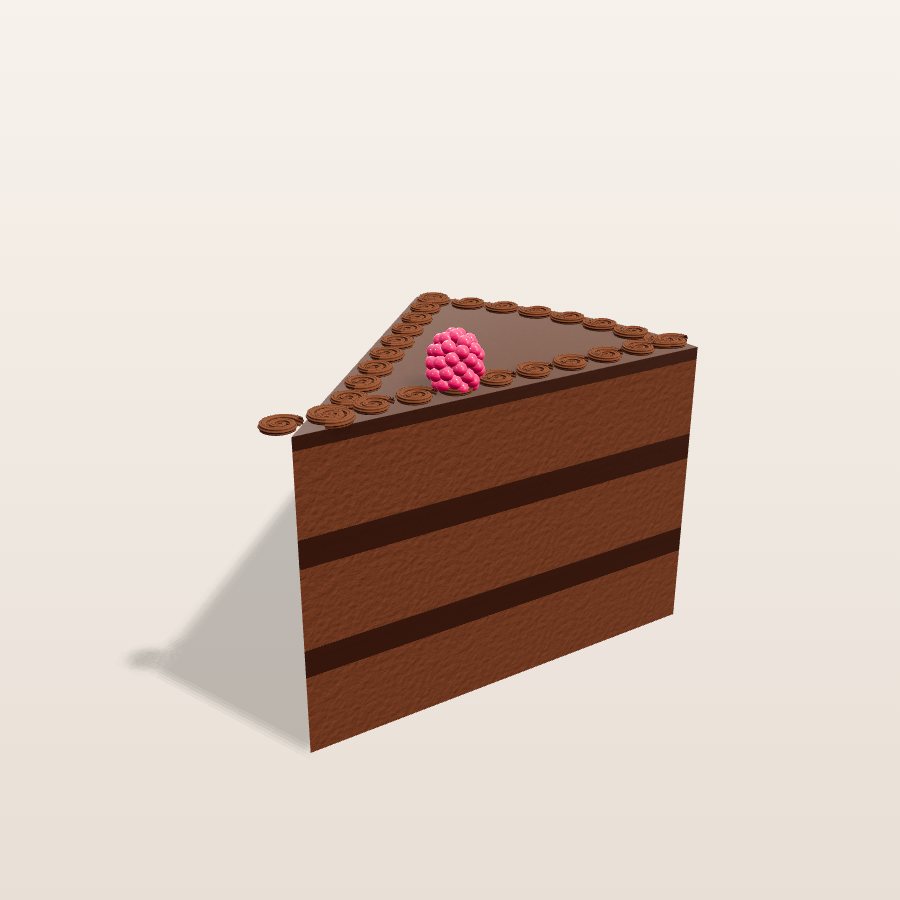 Chocolate slice & raspberries — 3D cake model