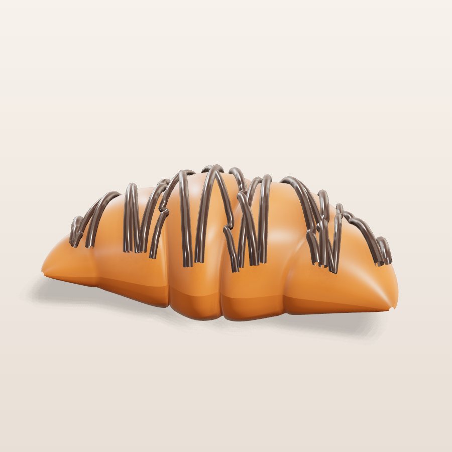Chocolate croissant — 3D cake model