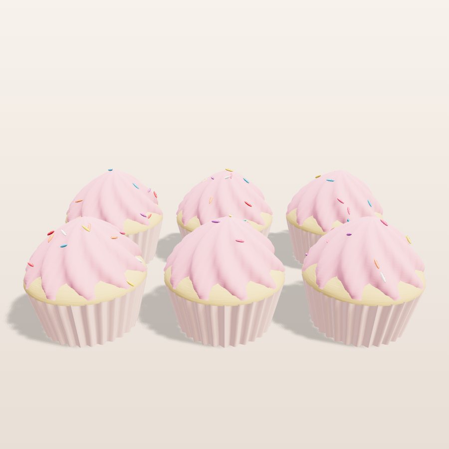 Box of 6 cupcakes — 3D cake model