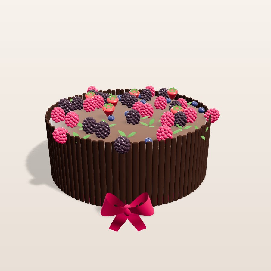 Chocolate fingers & berries — 3D cake model