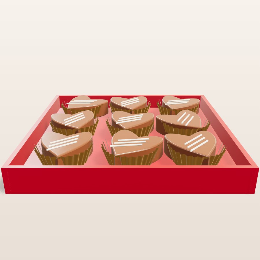 Chocolate hearts — 3D cake model