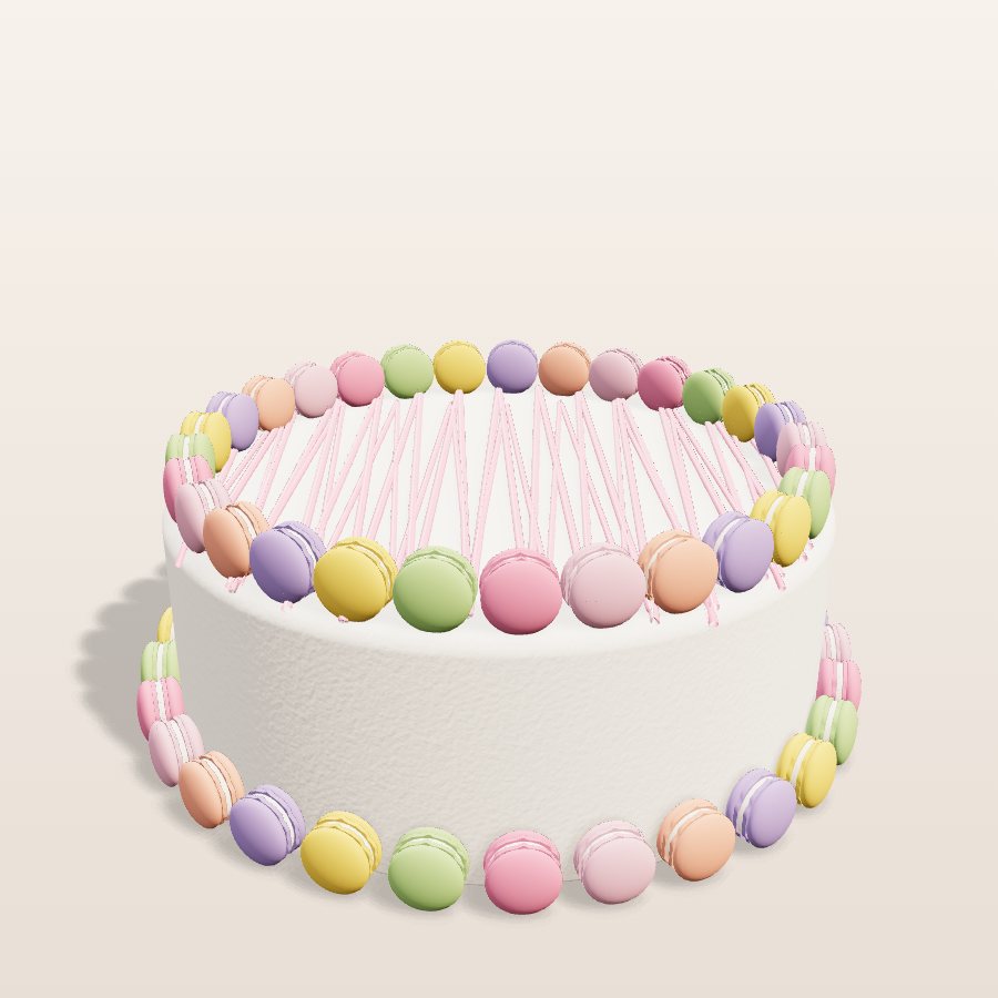 Macaron crown cake — 3D cake model