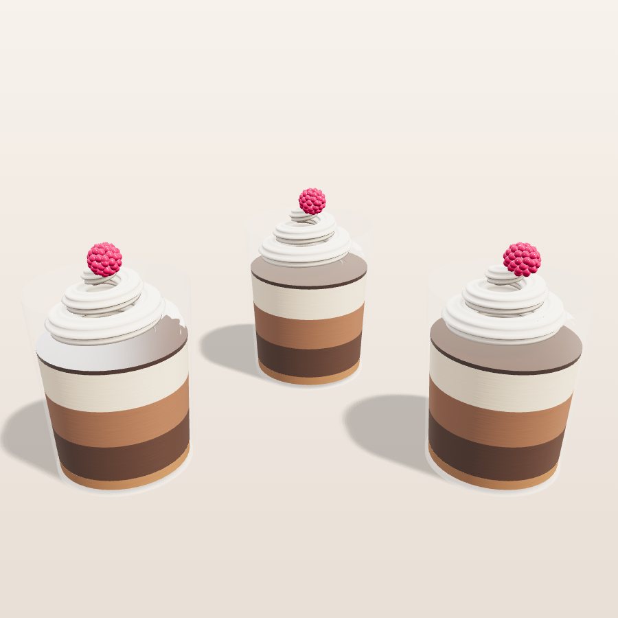 Triple chocolate verrines — 3D cake model