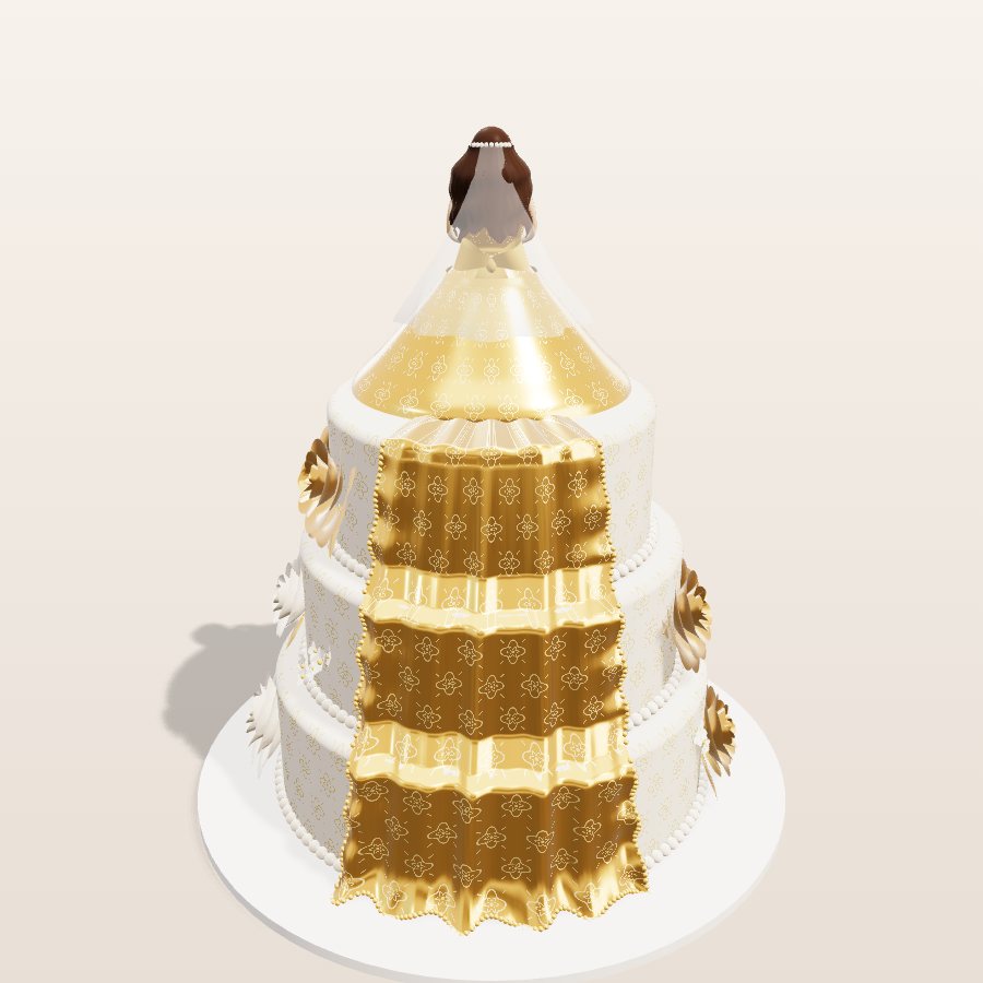 Princess gold gown — 3D cake model