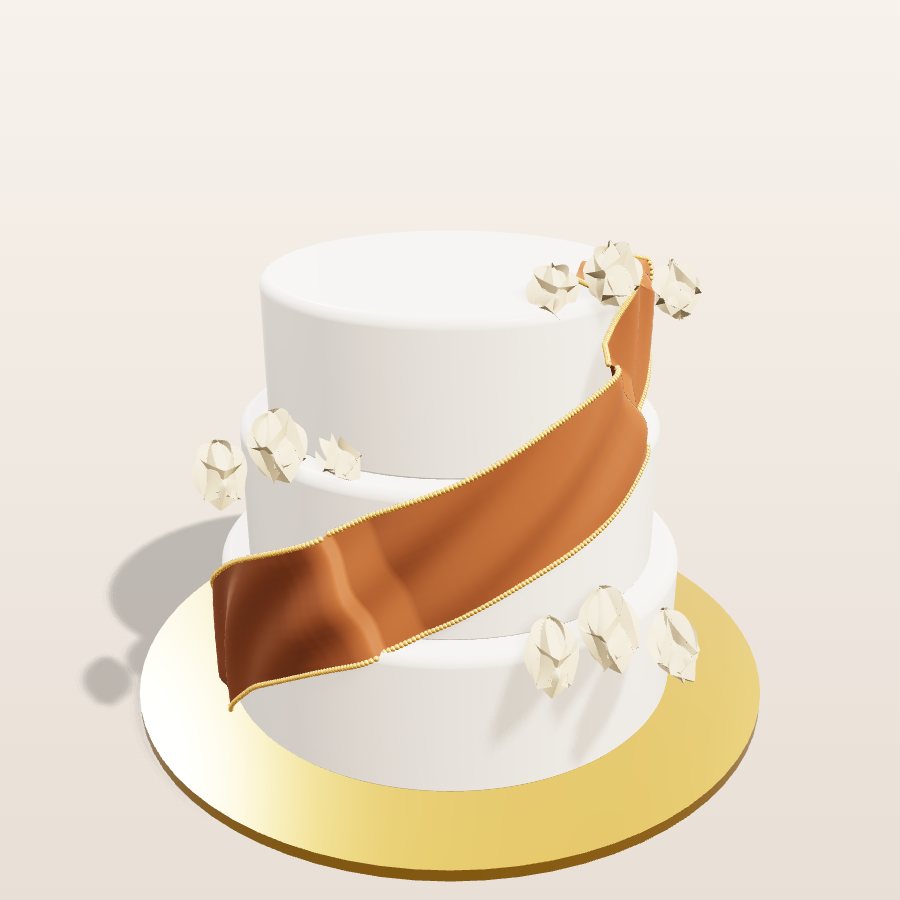 Silk drape & tulips — 3D cake model