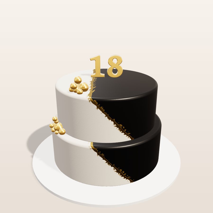 Black & ivory split — 3D cake model
